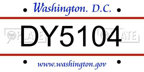 DY5104 District Of Columbia License Plate