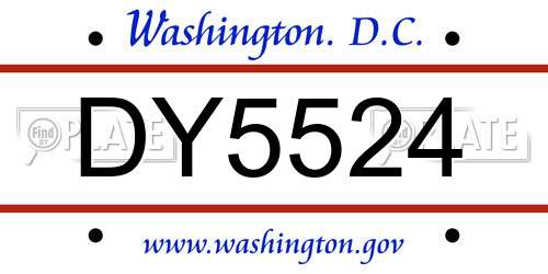 DY5524 District Of Columbia License Plate
