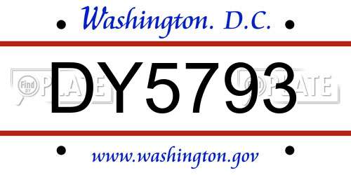 DY5793 District Of Columbia License Plate