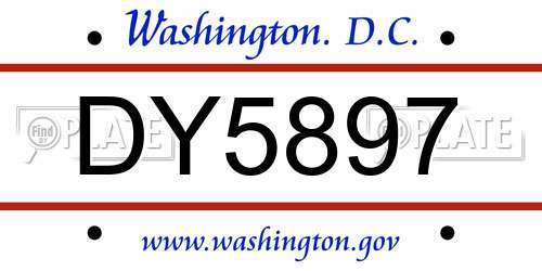 DY5897 District Of Columbia License Plate