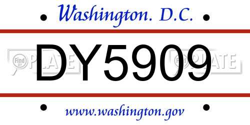DY5909 District Of Columbia License Plate