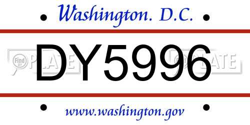 DY5996 District Of Columbia License Plate