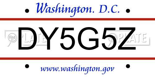 DY5G5Z District Of Columbia License Plate