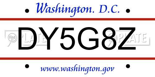 DY5G8Z District Of Columbia License Plate