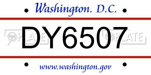 DY6507 District Of Columbia License Plate