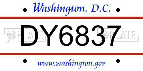 DY6837 District Of Columbia License Plate