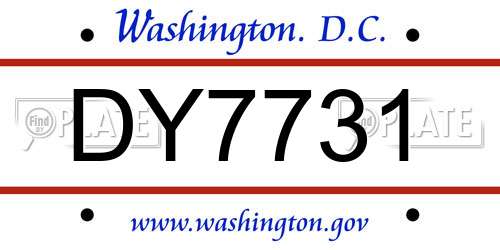 DY7731 District Of Columbia License Plate
