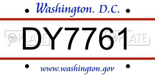 DY7761 District Of Columbia License Plate