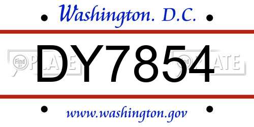 DY7854 District Of Columbia License Plate