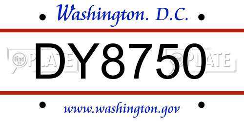 DY8750 District Of Columbia License Plate