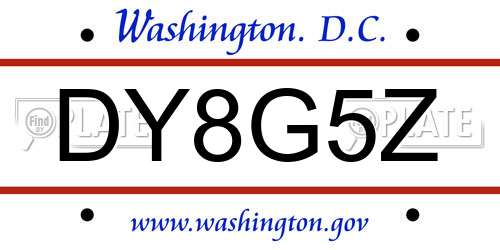DY8G5Z District Of Columbia License Plate