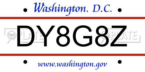 DY8G8Z District Of Columbia License Plate