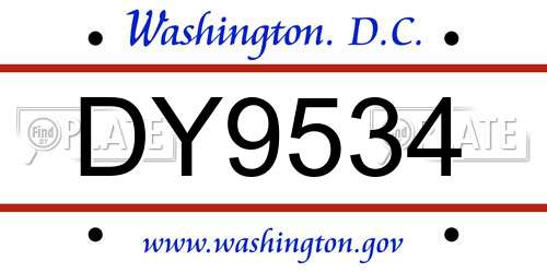DY9534 District Of Columbia License Plate