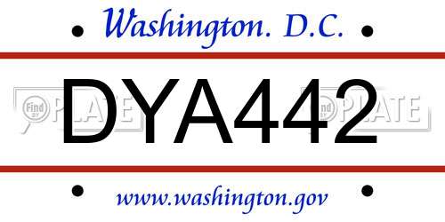 DYA442 District Of Columbia License Plate