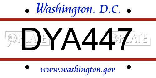DYA447 District Of Columbia License Plate