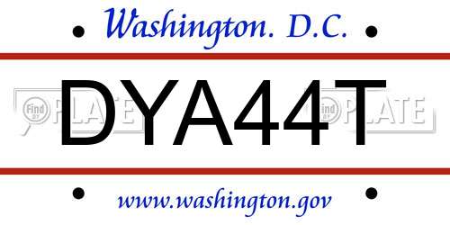DYA44T District Of Columbia License Plate