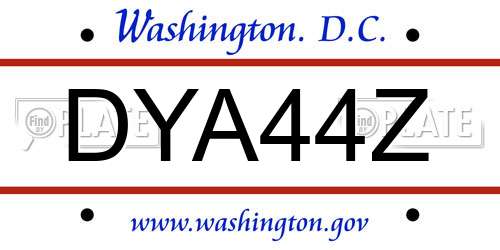 DYA44Z District Of Columbia License Plate