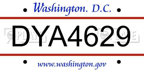 DYA4629 District Of Columbia License Plate