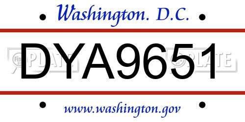 DYA9651 District Of Columbia License Plate