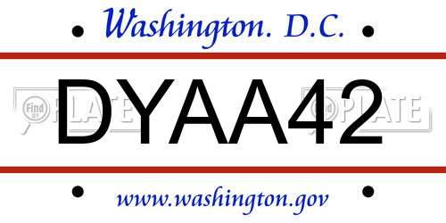 DYAA42 District Of Columbia License Plate