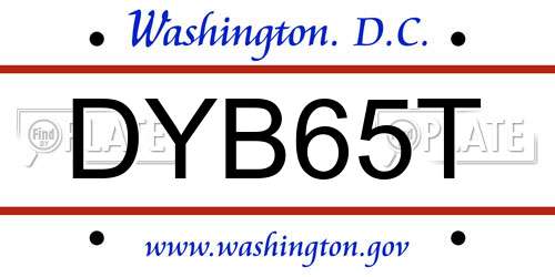 DYB65T District Of Columbia License Plate