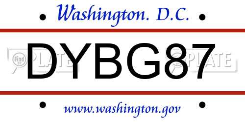 DYBG87 District Of Columbia License Plate