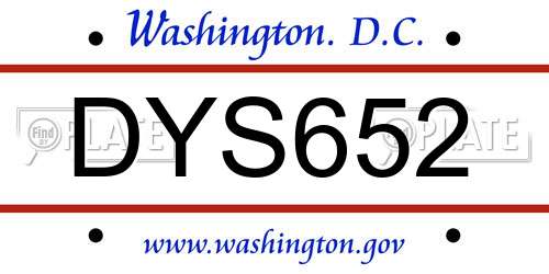 DYS652 District Of Columbia License Plate