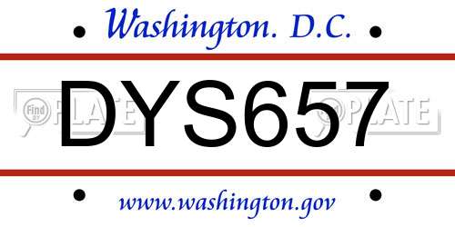DYS657 District Of Columbia License Plate
