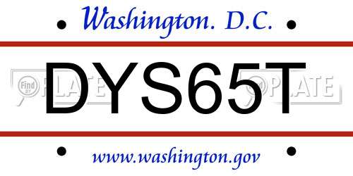 DYS65T District Of Columbia License Plate