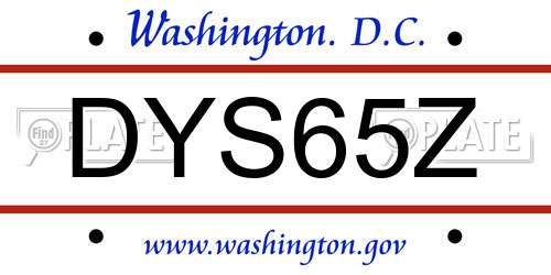 DYS65Z District Of Columbia License Plate