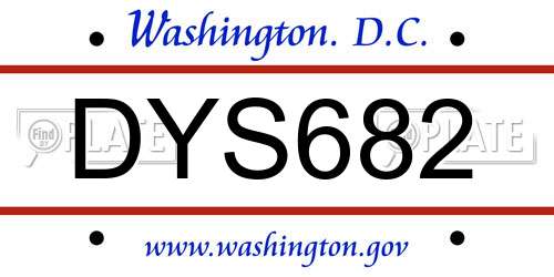 DYS682 District Of Columbia License Plate