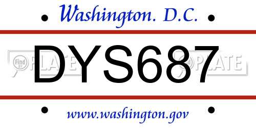 DYS687 District Of Columbia License Plate