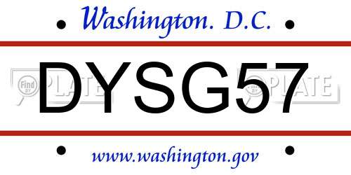 DYSG57 District Of Columbia License Plate