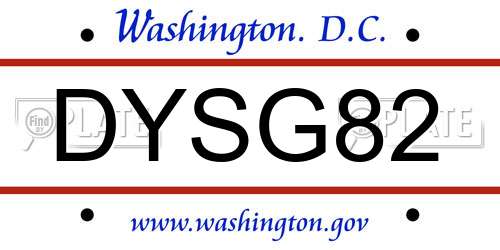 DYSG82 District Of Columbia License Plate