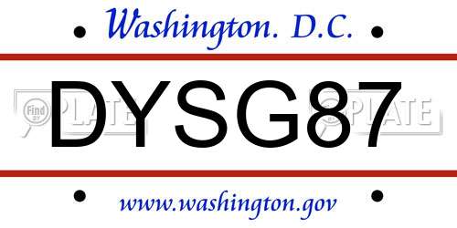 DYSG87 District Of Columbia License Plate