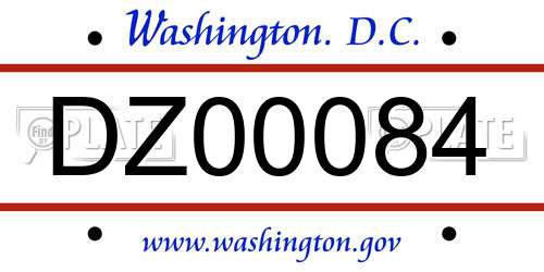 DZ00084 District Of Columbia License Plate