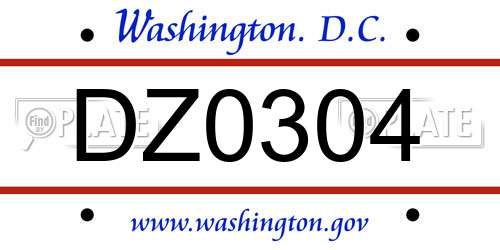 DZ0304 District Of Columbia License Plate