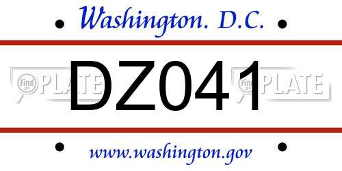 DZ041 District Of Columbia License Plate