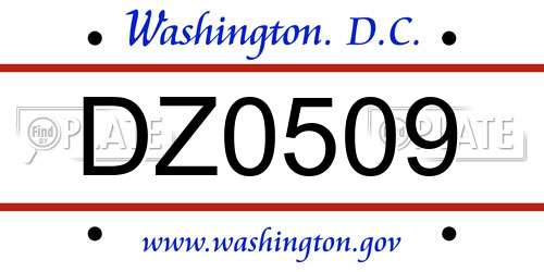 DZ0509 District Of Columbia License Plate