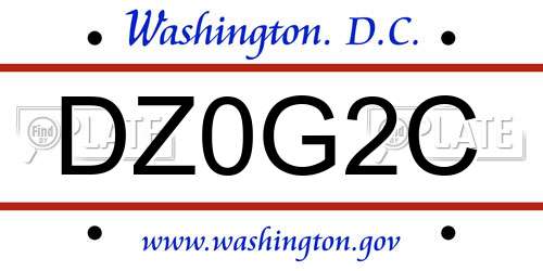 DZ0G2C District Of Columbia License Plate