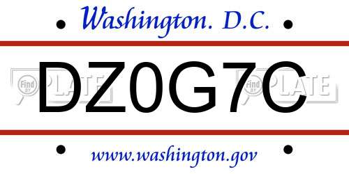 DZ0G7C District Of Columbia License Plate