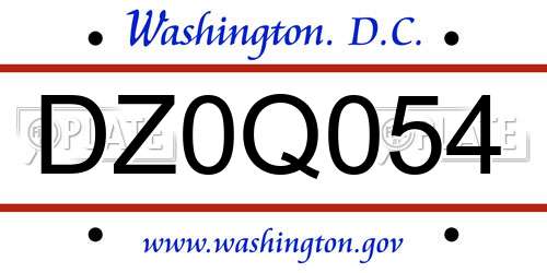 DZ0Q054 District Of Columbia License Plate