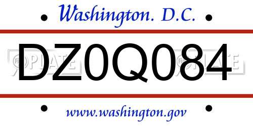DZ0Q084 District Of Columbia License Plate