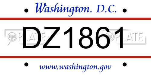 DZ1861 District Of Columbia License Plate