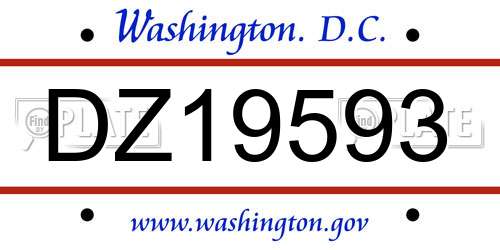 DZ19593 District Of Columbia License Plate