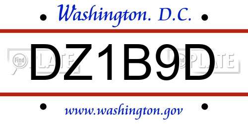 DZ1B9D District Of Columbia License Plate