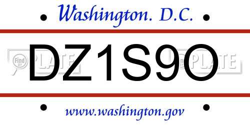 DZ1S9O District Of Columbia License Plate