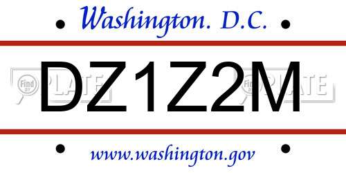 DZ1Z2M District Of Columbia License Plate