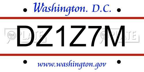 DZ1Z7M District Of Columbia License Plate
