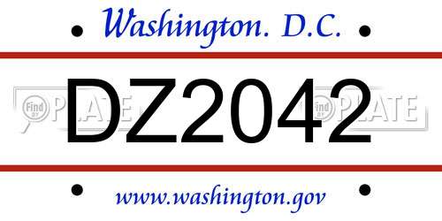 DZ2042 District Of Columbia License Plate